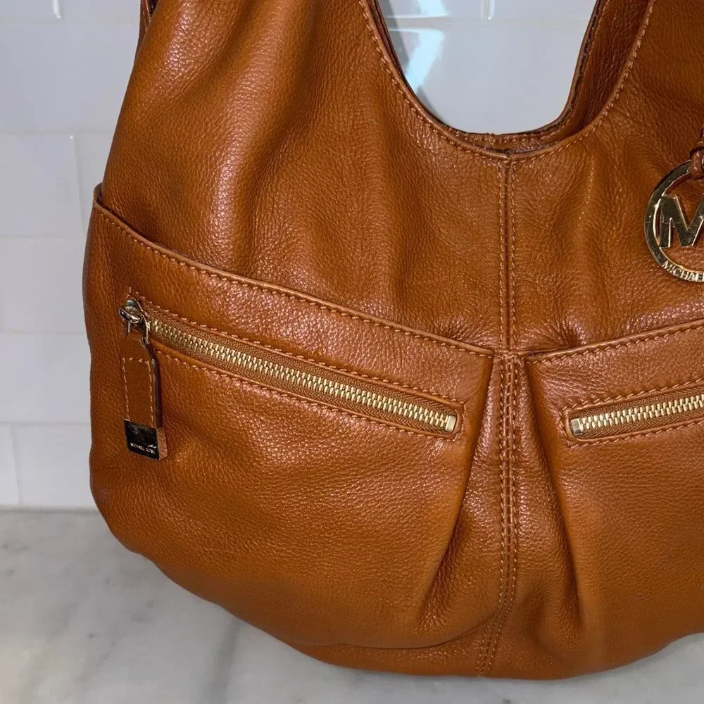 Michael Kors Bag Purse Handbag Leather Layton Pebbled Hobo Shoulder Pocketbook